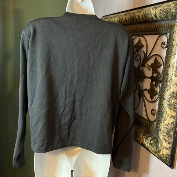 VTG BROWNSTONE STUDIO GREY WOOl BLEND SEQUINS/BEADED BUTTON CARDIGAN Sz M - Picture 7 of 8